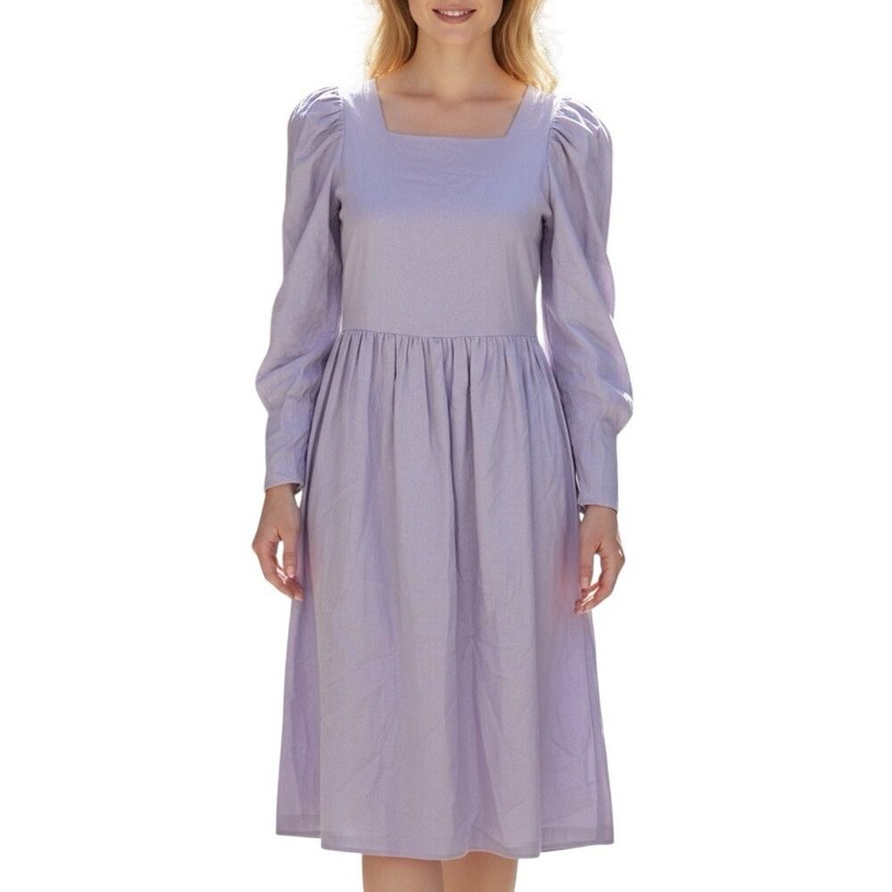 Lisa Says Gah Lilac Maddie Midi Dress Cottagecore Prairie Victorian Size Small